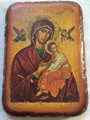 Standing Icon on Wood - Our Lady of Perpetual Succour
