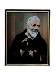 Gold Mylar Framed Print - Padre Pio - 25 x 20cm