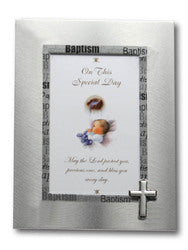 Brushed Silver Baptism Photo Frame 15 x 10cm