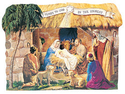 Christmas Card. Cardboard 3D Stand-up Nativity Scene