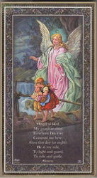 Gold Foil Wood Prayer Plaque - Guardian Angel
