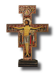 San Damiano Wooden Standing Crucifix - 15 x 10cm