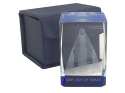 Our Lady of Grace Laser Crystal Block - 6 x 4 x 4cm
