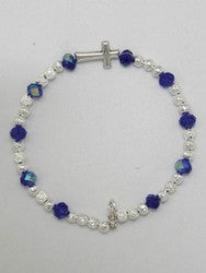 Rosary Bracelet Crystal and Zircon Beads - Blue (with clasp)