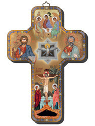 Gold Foiled Icon Cross - Holy Trinity
