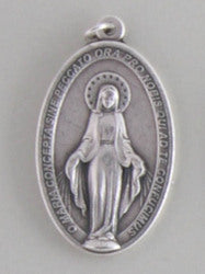 Miraculous Medal Large Silver Oxide 40mm