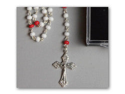 Confirmation Rosary Beads White and Red