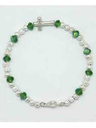 Rosary Bracelet Crystal and Zircon Beads - Green (with clasp)