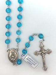 Blue Glass-look Plastic Rosary Beads