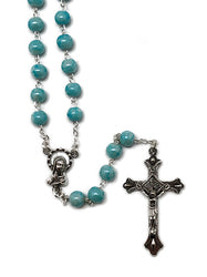 Blue Glass Rosary Beads
