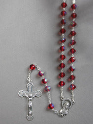 Red Aurora Glass Rosary Beads