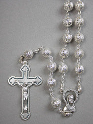 Filigree Silver Rosary Beads