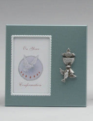 Confirmation Blue Photo Frame - Dove Motif - 10 x 10cm