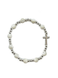 Mother of Pearl Rosary Bracelet - Elasticised