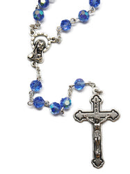 Sapphire Blue Tin-Cut Crystal Rosary Beads 5mm
