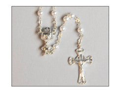White First Holy Communion Rosary Beads