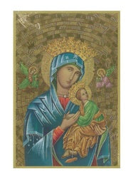 Wood Hanging Plaque Gold Foil - Our Lady of Perpetual Succour - 15.5 x 10.5cm