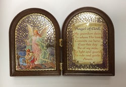 Angel of God Bi-fold Plaque Wood-look Plastic